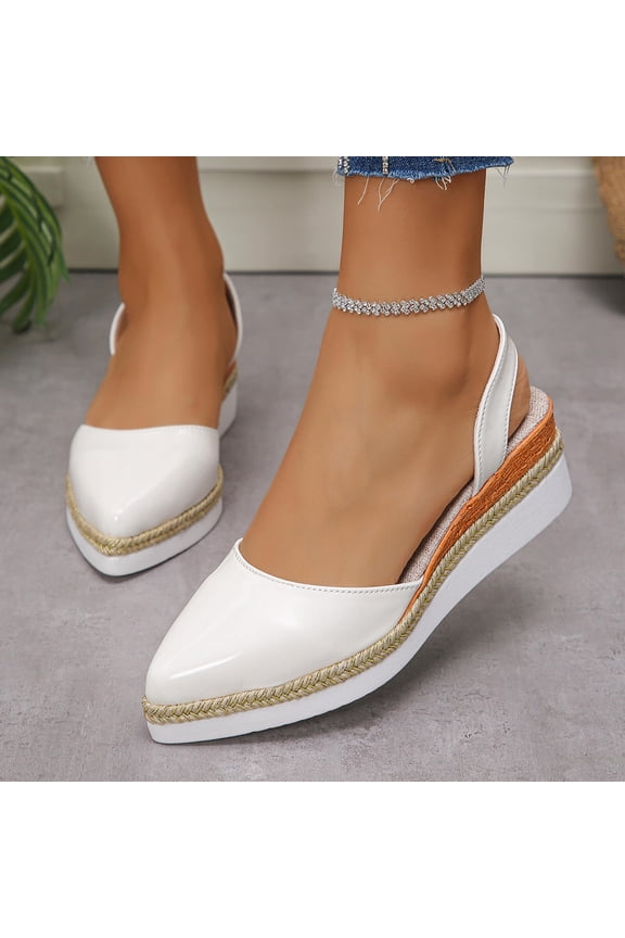 Women's Wedge Pump Mid Heel Mary Jane Pointed Toe Shoes with Ankle Strap for Evening Party Dress Casual White 7(39)