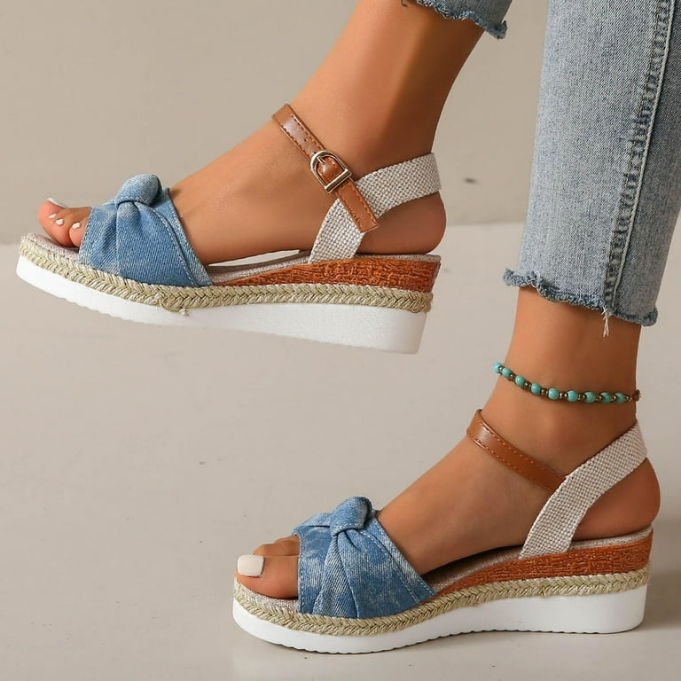 Platform Wedge Sandals Platform Stretch Sandals Miluxas Women's