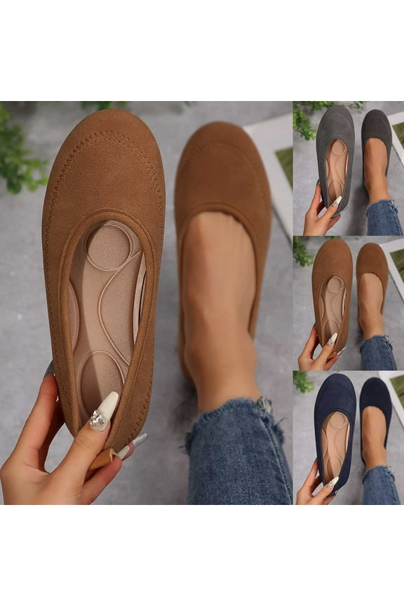 Women's Wide Width Flat Shoes , Comfortable Casual Round Toe Classy Design Ballet Flats Navy 9.5(43)