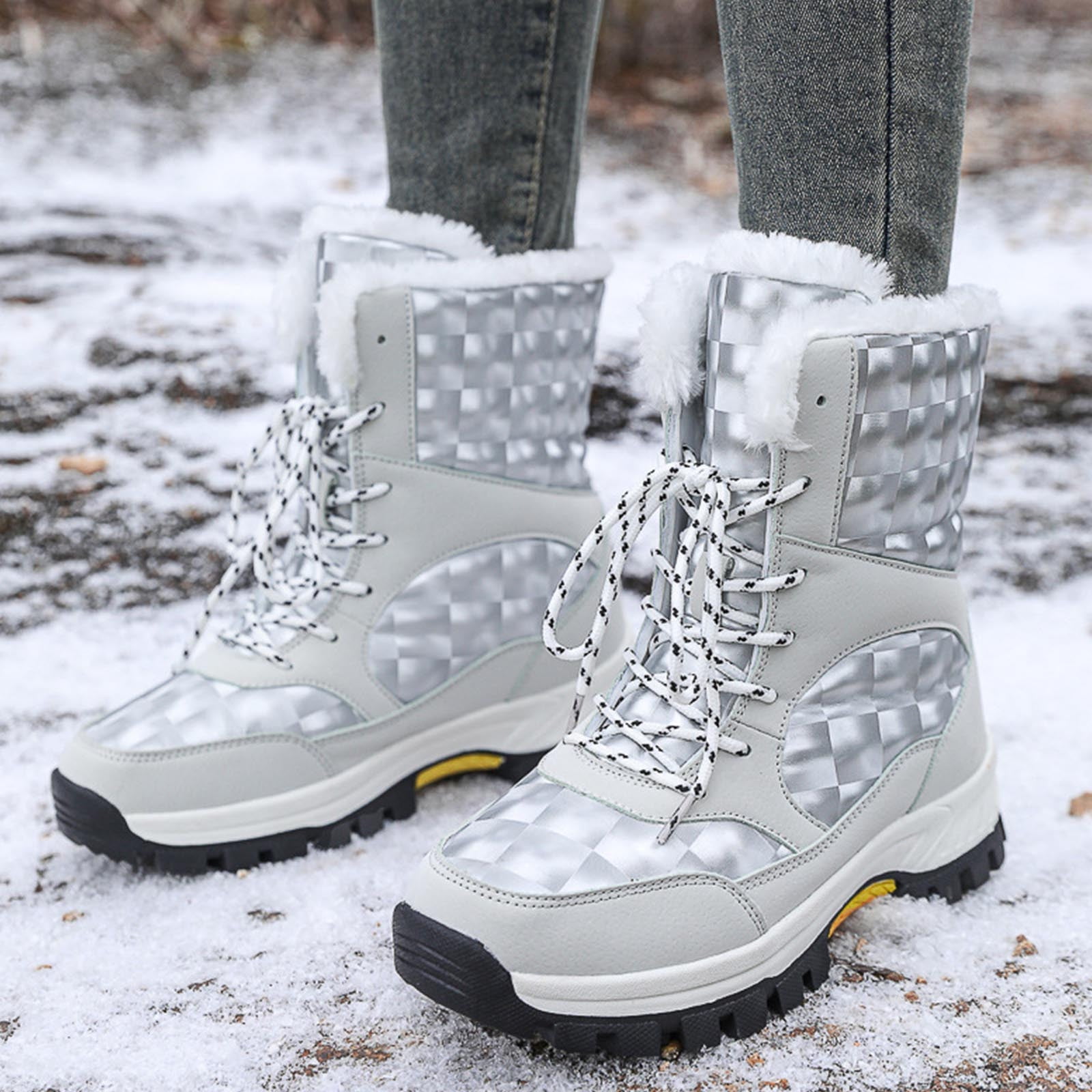 Miluxas Women's Winter Boots Mid Calf Warm Insulated Faux Fur Lined ...