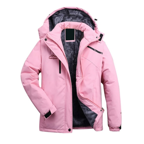 Miluxas Women's Winter Coats 3-IN-1 Snow Ski Jacket Water Resistant Windproof Fleece Winter Jacket Parka Pink 16(XL)