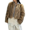 thumbnail image 1 of Miluxas Women's Winter Coats Fleece Cropped Jacket Faux Plush Long Sleeve Shaggy Warm Outerwear Casual Clothes Brown XL(XL), 1 of 4