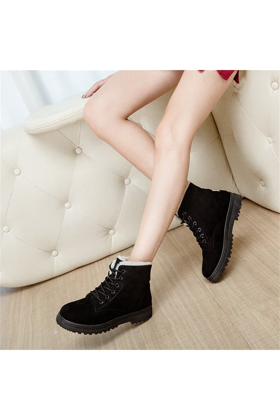 Women's Winter Snow Boots ,Faux Lining Ankle Booties, Ladies Comfortable Work Short Boots Outdoor Black 9(41)