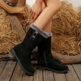 thumbnail image 1 of Miluxas Women's Winter Snow Boots Fleece Mid Calf Warm Suede Fuzzy Shoes Black 6.5(38), 1 of 9