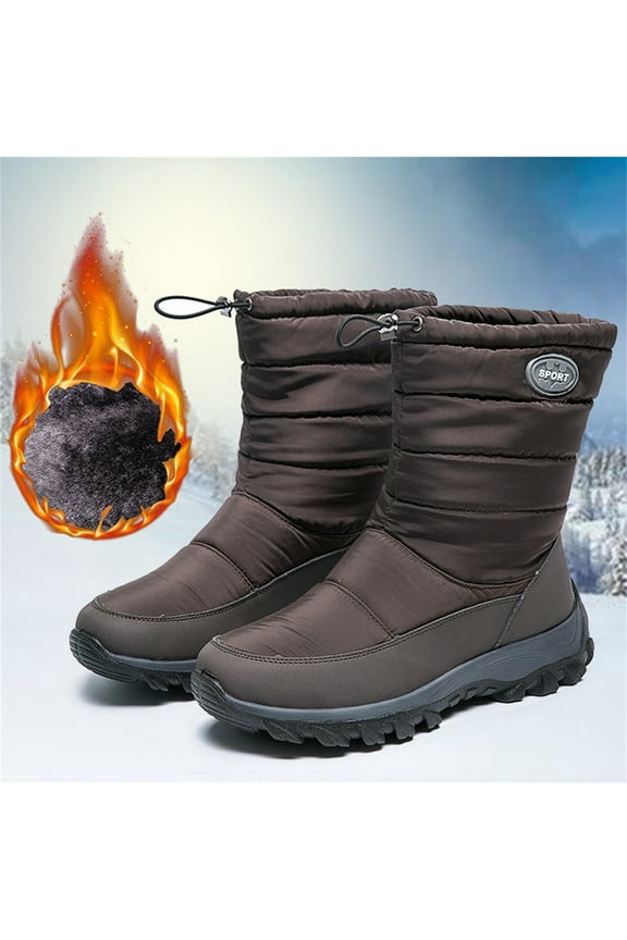 Women's Winter Snow Boots Slip on Insulated Fur Lightweight Cold Weather Boots Brown 6.5-7(37)