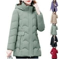 thumbnail image 1 of Miluxas Women's Winter Thicken Quilted Puffer Jacket Zipper Pockets Slim Fit Solid Color Warm Fashion Coat Red XL(XL), 1 of 9