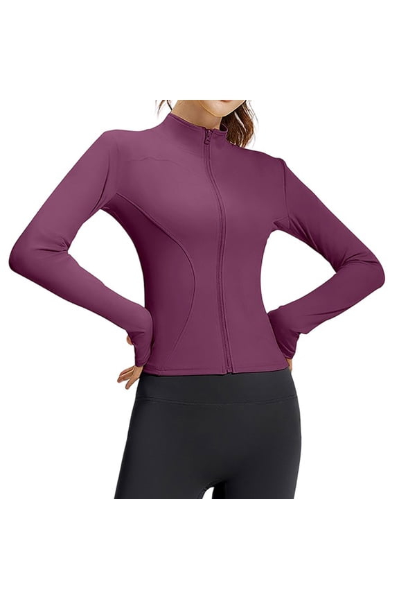 Women's Workout Jacket Lightweight Zip up Yoga Jacket Cropped Athletic Slim Fit Shaping Tops Hot Pink XXL(XXL)