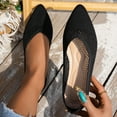 thumbnail image 1 of Miluxas Women's Woven Pointy Fashion Cutouts Breathable Knit Flat Shoes Black 6(37), 1 of 8