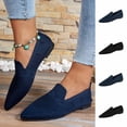 thumbnail image 1 of Miluxas Women's Woven Pointy Fashion Cutouts Breathable Knit Flat Shoes Navy 9.5(43), 1 of 9