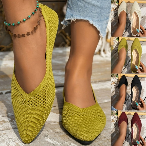 Miluxas Women's Woven Pointy Fashion Cutouts Breathable Knit Flat Shoes Wine 9.5(43)