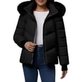 thumbnail image 1 of Miluxas Women's Zipper Long Sleeve Winter Waterproof Windproof Thick Warm Loose Hooded Cotton Padded Coat Black S(S), 1 of 5