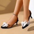 thumbnail image 1 of Miluxas Womens Bow Rhinestone Pointed Toe Slingback Heels Clear Slingback Pumps Black 7(39), 1 of 9