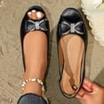 thumbnail image 1 of Miluxas Womens Bowknot Dress Flats Ballet Low Wedge Open Toe Slip-Ons Comfortable Casual Flats Shoes Dressy office Work Shoes Black 9.5(43), 1 of 9