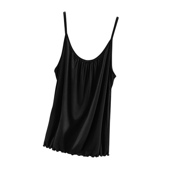 Miluxas Womens Cami Pajama Blouse Sleeveless Tank Top Pjs Soft Sleepwear Black 8(L)