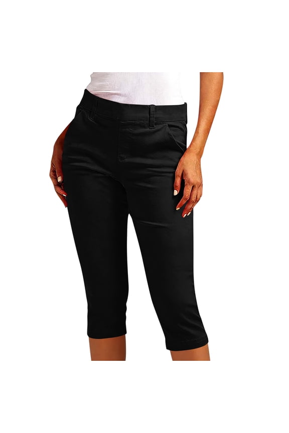 Womens Capri Pants High Waisted Straight Leg Yoga Capris Leggings with Pockets Crop Workout Summer Pants Black XXL(XXL)