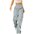 thumbnail image 1 of Miluxas Womens Cargo Pants Women Baggy Wide Leg High Waist Solid Color Casual Pants Jean Stretch Pants Gray L(L), 1 of 5