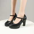 thumbnail image 1 of Miluxas Womens Chunky High Heels Closed Pointed Toe Ankle Strap Pumps Vintage Dress Party Shoes Black 5.5(36), 1 of 6