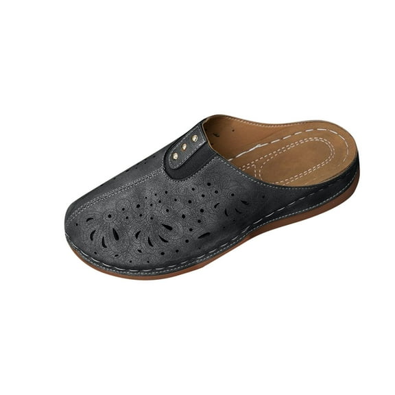 Miluxas Womens Closed Toe Wedges Shoes Slingback Thick Bottom Summer Solid Dressy Sandals Black 7.5(40)