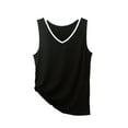 thumbnail image 1 of Miluxas Womens Contrast Trim Tank Tops Sleeveless V Neck Basic Outfits Layering Piece for Spring Summer Beige, 1 of 5