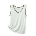 thumbnail image 1 of Miluxas Womens Contrast Trim Tank Tops Sleeveless V Neck Basic Outfits Layering Piece for Spring Summer Khaki, 1 of 5