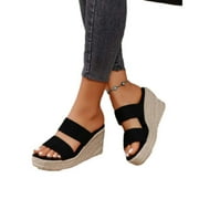 Miluxas Womens Espadrille Wedge Sandals Heels Open Toe Platform High Heeled Dress Wedges Shoes