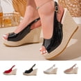 thumbnail image 1 of Miluxas Womens Evening Slingback Buckle Platform Peep Toe Wedge High Heel Pumps Shoes Red 9(42), 1 of 9