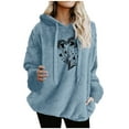 thumbnail image 1 of Miluxas Womens Fall Winter Oversized Hoodies Fleece Sweatshirts Dandelion Graphic Drawstring Long Sleeve Plush Pullover Top Light Blue XXL(XXL), 1 of 4
