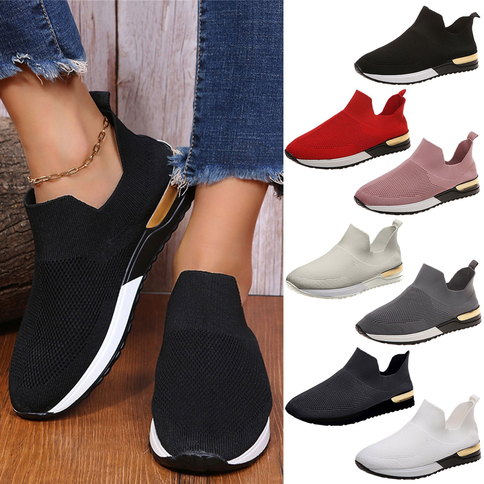 Miluxas Womens Fashion Sneakers Walking Shoes Wide Width Running