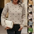 thumbnail image 1 of Miluxas Womens Fashion Sweaters Long Sleeve Polka Dot Knitted Tops Classic Crew Neck Casual Pullover Sweaters Yellow XL(XL), 1 of 5