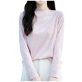 thumbnail image 1 of Miluxas Womens Fashion Sweaters Long Sleeve Solid Color Knit Tops Classic Crew Neck Casual Pullover Sweaters Pink L(L), 1 of 3