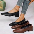 thumbnail image 1 of Miluxas Womens Faux Leather Bean Shoes, Square Toe Chunky Heel Shoes for Women,Slip on Low Heel Casual Shoes Brown 9(42), 1 of 9