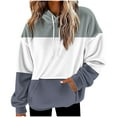 thumbnail image 1 of Miluxas Womens Flannel Hooded Loose Stripe Color Block Print Casual Long Sleeve Pullover Tops with Pocket Gray L(L), 1 of 5