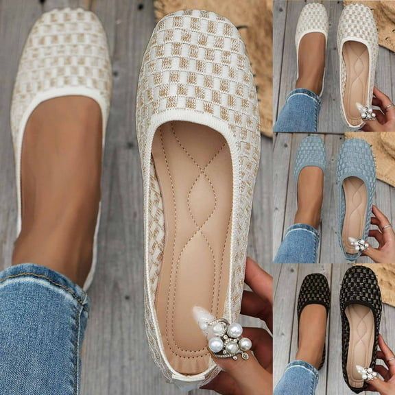 Miluxas Womens Flats Women's Fashion Casual Slip on - Ballet Flat with Breathability, Comfort, and Arch Support Blue 11(43)