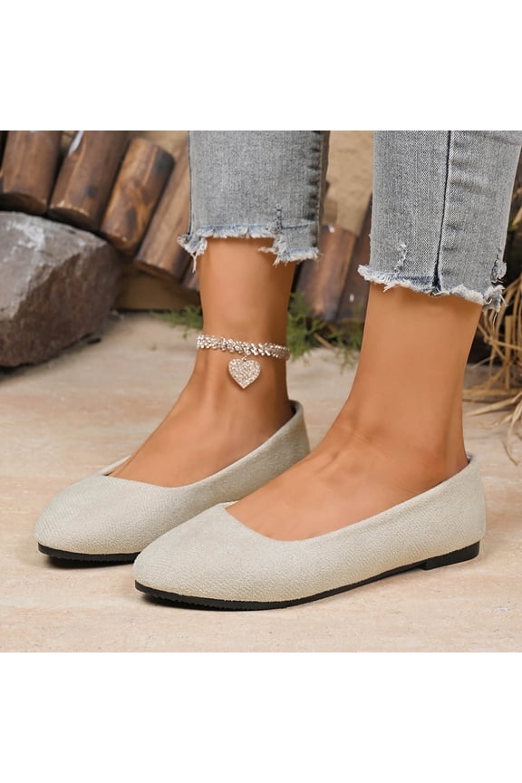 Womens Flats Shoes Portable Ballet Flat Slip-on Ballerina Pumps Shoes Ladies Loafers Beige 5.5(36)