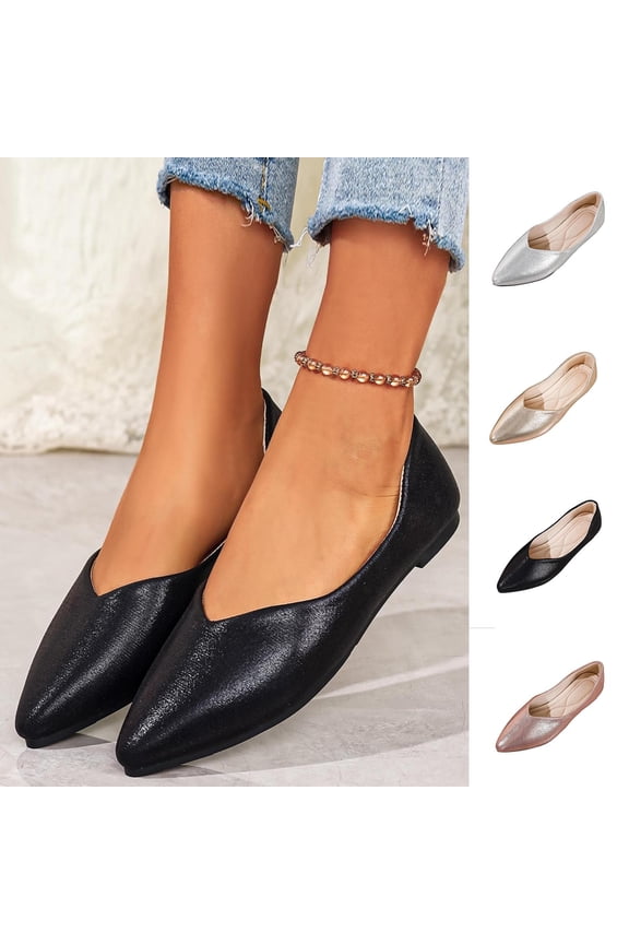 Womens Flats Shoes Portable Ballet Flat Slip-on Ballerina Pumps Shoes Ladies Loafers Silver 9.5(43)