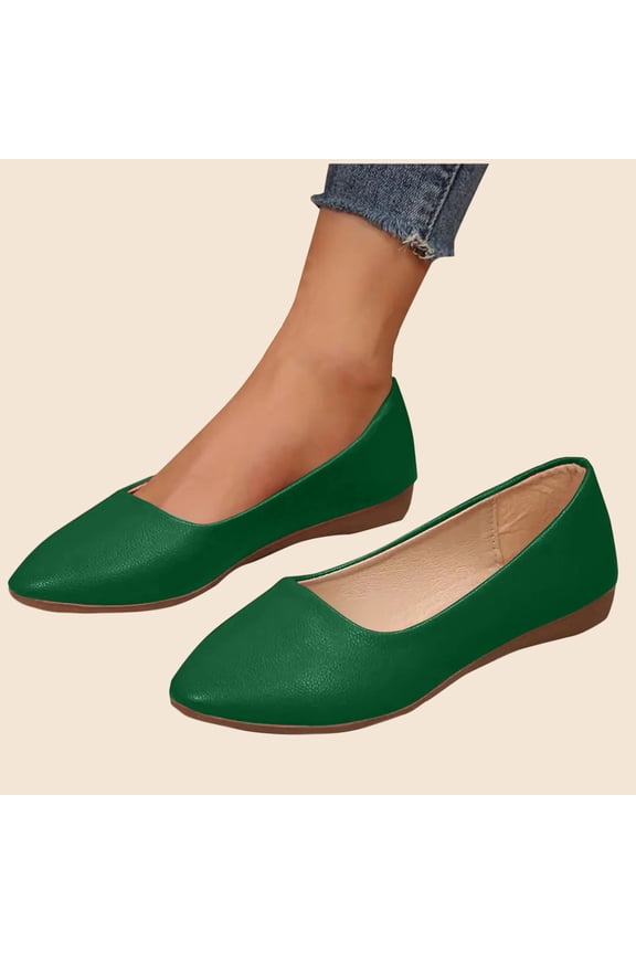 Womens Flats with Leather,Classic Flats Shoes,Dress Shoes for Women Green 9(42)