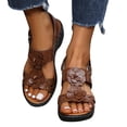 thumbnail image 1 of Miluxas Womens Flower Sandals Clearance Summer Beach Sandals Comfort Walking Shoes Bohemian Sandals for Women Brown 9(42), 1 of 1