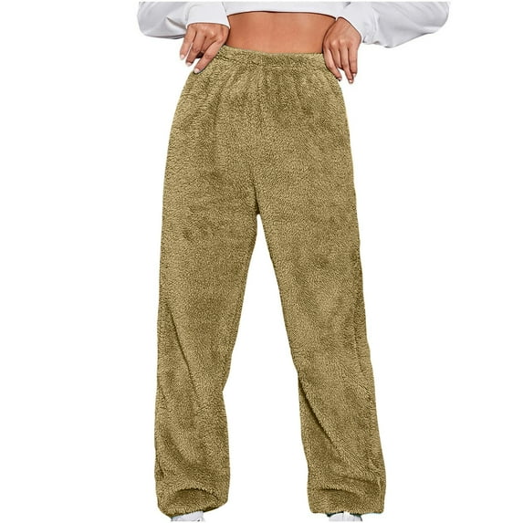 Miluxas Womens Fuzzy Pajama Pants Fluffy Lounge Pants Warm Fleece Pj Pants Green 10(XL)
