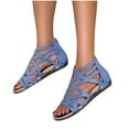 thumbnail image 1 of Miluxas Womens Gladiator Sandals Zipper Strappy Flat Sandal Roman Shoes for Girls Blue 7(39), 1 of 8