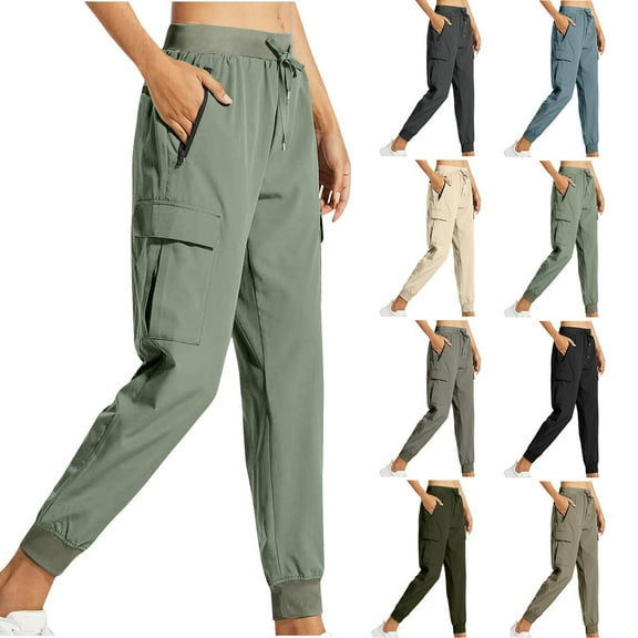 Miluxas Womens Hiking Pants Quick Dry Lightweight Travel Golf Safari Cargo Pants Zipper Pockets White 10(XL)