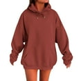 thumbnail image 1 of Miluxas Womens Hoodies Winter Long Sleeve Drawstring Pullover Tops with Pockets Fashion Loose Solid Color Casual Sweatshirt Brown XL(XL), 1 of 9