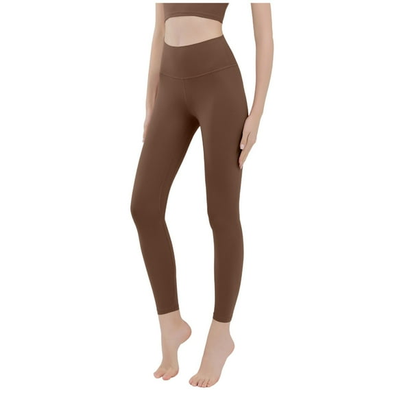 Miluxas Womens Leggings Soft Leggings for Women High Waisted Leggings Tummy Control Yoga Pants Coffee S(S)