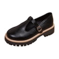thumbnail image 1 of Miluxas Womens Loafers Shoes Platform Chunky Loafer Lug Sole Comfortable Slip on One Piece Buckle Casual Dress Shoes Black 6(37), 1 of 9
