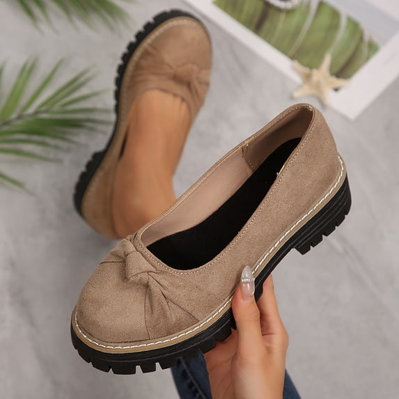 Miluxas Womens Loafers Slip On Casual Chunky Platform Heel Loafers Classic Penny Dressy Comfy Business Work Shoes Khaki 6(37)