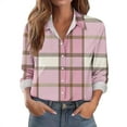 thumbnail image 1 of Miluxas Womens Long Sleeve Plaid Printed Shirts Single Breasted Casual Lapel Blouses Tops Pink M(M), 1 of 5
