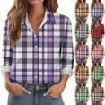 thumbnail image 1 of Miluxas Womens Long Sleeve Plaid Printed Shirts Single Breasted Casual Lapel Blouses Tops Red XL(XL), 1 of 5