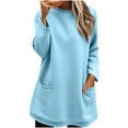 thumbnail image 1 of Miluxas Womens Long Sleeve Tunic Tops with Pockets Fall Fashion Long Sleeved Solid Color Casual Long T Shirts Light Blue XXL(XXL), 1 of 6
