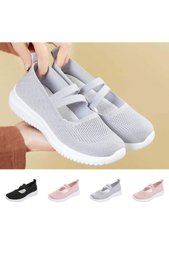 Womens Mary Jane Flats, Breathable Comfort Round Toe Low Heel Slip-on Light Weight Walking Shoes Pink 9(42)