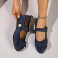 thumbnail image 1 of Miluxas Womens Mary Jane Shoes Comfortable Strap Flats Dressy Casual Ballet Flats Shoes Floral Buckle Round Toe Flats Shoes for Women Dark Blue 6.5(38), 1 of 9