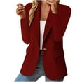 thumbnail image 1 of Miluxas Womens One Button Blazer Lightweight office Work Suit Jacket Wine 8(L), 1 of 5